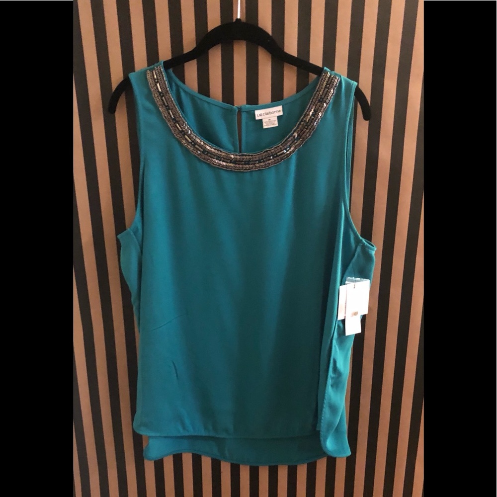 NWT! Teal shell with beaded detail!
